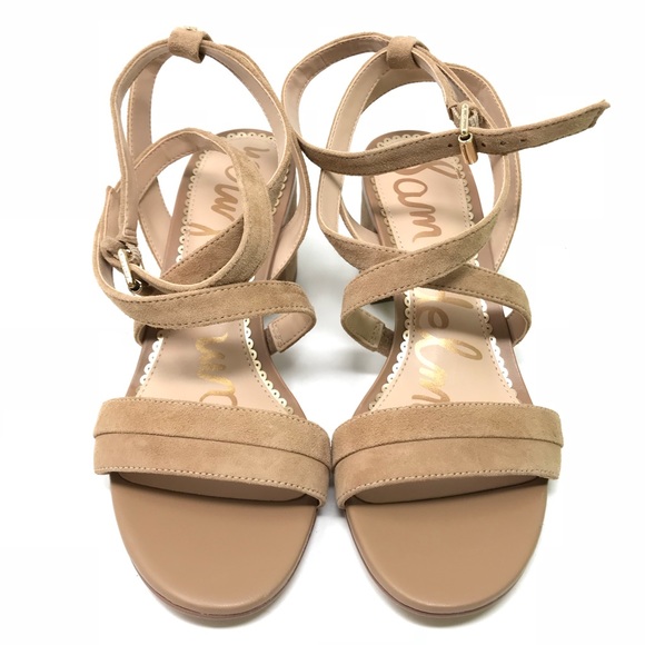Sam Edelman Sammy Block Heel Sandals Camel Suede - Picture 5 of 8